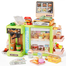 Load image into Gallery viewer, Supermarket Playset Deluxe Grocery Store with Cash Register &amp; Coffee Maker  Educational Role Play Toy for Toddlers &amp; Kids (Green or Pink)
