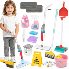Load image into Gallery viewer, Kids Cleaning Toy Set, Pretend Play Cleaning Kit with Spray Mop, Broom, Dustpan, Recycling Bin &amp; Accessories, Realistic Household Role Play Toys for Boys &amp; Girls Aged 3+
