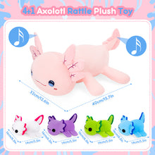 Load image into Gallery viewer, Axolotl Plush Toy Set-1PCS Cute Axolotl Stuffed Animals Soft Kawaii Plushies and 4PCS Cute Axolotl Slap Bracelet for Kids,Gifts for Girls &amp; Boys, Bedroom Decor,Cuddle Buddy

