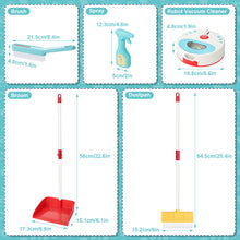Load image into Gallery viewer, Kids Cleaning Toys Set 5PCS, Toddler Cleaning Toys with Broom and Dustpan Set, Toddler Robot Vacuum Cleaner, Housekeeping Cleaning Tool Toys, Pretend Play Cleaning Supplies for Boys &amp; Girls Age 3+
