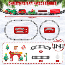 Load image into Gallery viewer, Christmas Train Set with Steam, Lights &amp; Music -Electric Holiday Toy Train with Realistic Smoke,1 Locomotive + 4 Carriages + 12 Tracks- Festive Under-Tree Decoration &amp; Gift for Kids 3+
