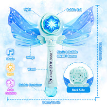 Load image into Gallery viewer, Magical Princess Bubble Wand with Wings Automatic Bubble Machine for Kids with Music Lights Indoor Outdoor Garden Adorable Toy for Kids
