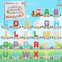 Load image into Gallery viewer, Wooden Alphabet Train Set for Toddlers – 27 PCS Magnetic Wooden Train Cars with A–Z Letters – Montessori Educational Toy for Preschool Kids Age 3+ – Early Learning &amp; STEM Development Gift
