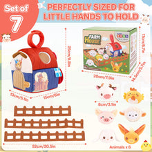 Load image into Gallery viewer, Plush Barn with Stuffed Farm Animals, Rattle,Crinkle Paper &amp; Baby Mirror - Montessori- Inspired Sensory Toys for 6 Month+ Infants, Toddler Balls 1-3 Years -Ideal Gifts for 1 Year Old Boys &amp; Girls
