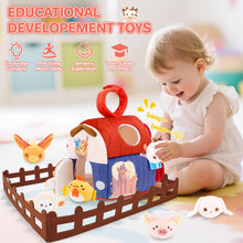 Load image into Gallery viewer, Plush Barn with Stuffed Farm Animals, Rattle,Crinkle Paper &amp; Baby Mirror - Montessori- Inspired Sensory Toys for 6 Month+ Infants, Toddler Balls 1-3 Years -Ideal Gifts for 1 Year Old Boys &amp; Girls
