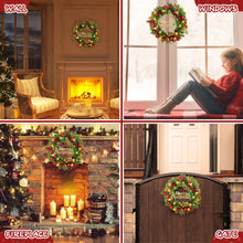 Load image into Gallery viewer, Christmas Wreath for Front Door Holiday Wreath with LED Lights, Pinecones, Red Ornaments &amp; Golden Accents – Xmas Garland for Indoor Outdoor Wall, Window, Party Decoration
