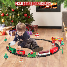 Load image into Gallery viewer, Christmas Train Set with Steam, Lights &amp; Music -Electric Holiday Toy Train with Realistic Smoke,1 Locomotive + 4 Carriages + 12 Tracks- Festive Under-Tree Decoration &amp; Gift for Kids 3+
