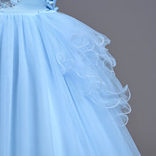 Load image into Gallery viewer, Girls Lace Tulle Embroidered Princess Prom Ball Gown Formal Party Long Tail Dresses Children Princess Prom Host Dress Flower Girl Dresses Dance Pageant Birthday Christmas Party for 110cm-160cm Height Kids
