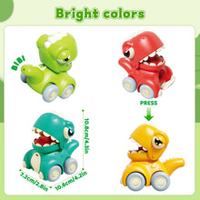 Load image into Gallery viewer, Push &amp; Go Dinosaur Car Toy Set - 4PCS Mini Dino Vehicles for Toddlers I Pull Back Cars for Boys &amp; Girls Ages 3+ | Fun Educational Toy Set for Preschool Learning &amp; Imaginative Play
