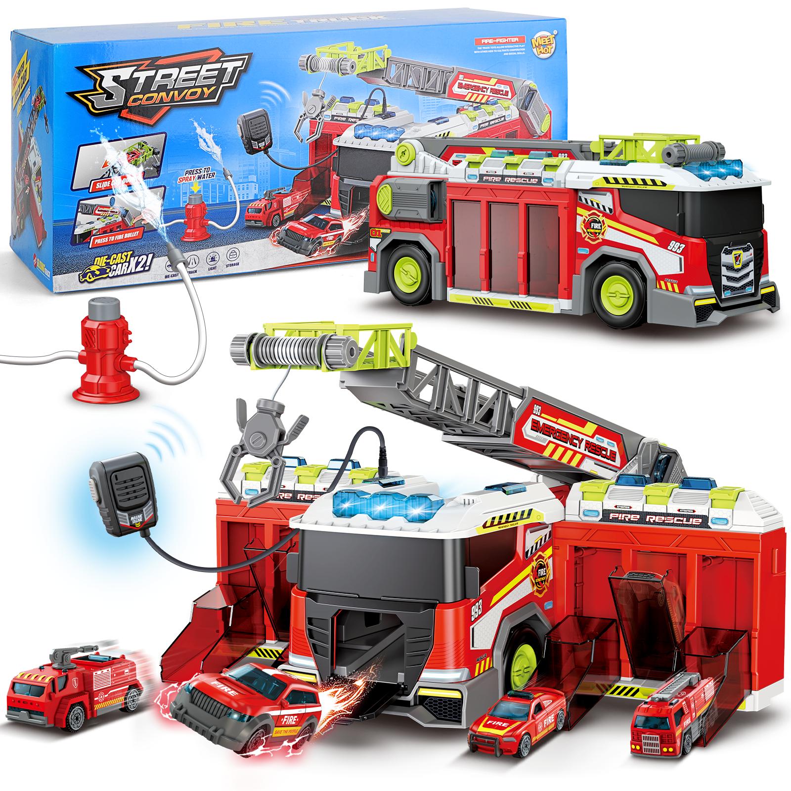 2-in-1 Transformable Fire Truck Toy for Kids – Interactive Fire Engine ...