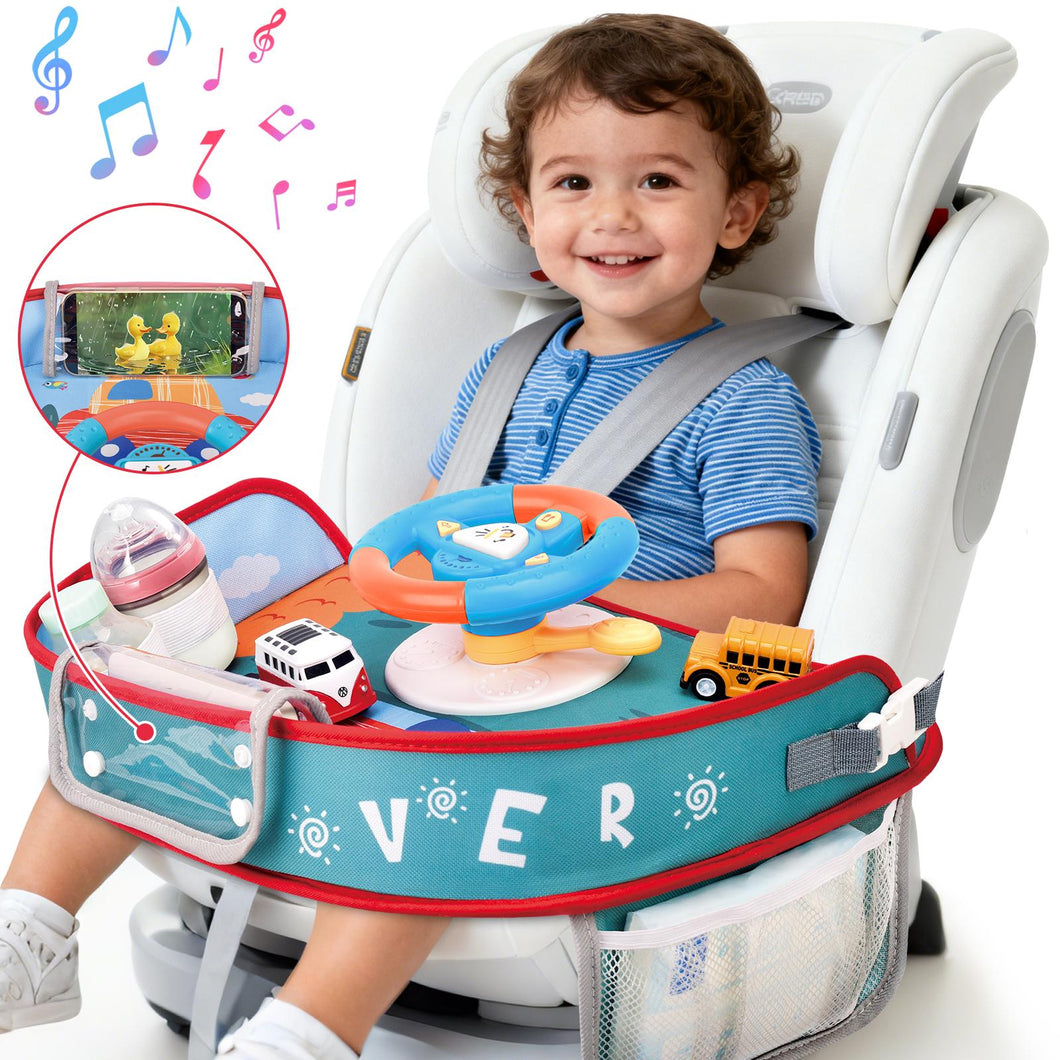 Kids Steering Wheel Toy with Lights and Music Interactive Driving Simulation Playset for Toddlers, Travel Entertainment with Horn and Gear Shift Fun Gift for Boys Girls