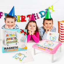 Load image into Gallery viewer, 2 in 1 Magnetic Disk Drawing Maze Puzzle Table Toy Double Sided Card for Toddlers Ages 3+ Mosaic Puzzle Table Toy Color Matching and Art Creation Set
