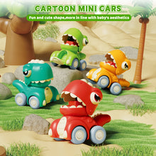 Load image into Gallery viewer, Push &amp; Go Dinosaur Car Toy Set - 4PCS Mini Dino Vehicles for Toddlers I Pull Back Cars for Boys &amp; Girls Ages 3+ | Fun Educational Toy Set for Preschool Learning &amp; Imaginative Play
