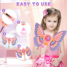 Load image into Gallery viewer, Bubble Princess Magic Wand Magic Journey for Kids Fairy Wand Detachable Wings Bubble Machine Lights &amp; Music Presents Toy Outdoor Birthdays Bubble Machine
