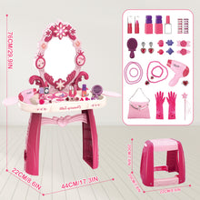 Load image into Gallery viewer, Children Dressing Table Comprehensive Play Set with Handy Carrying Case includes a dressing table, chair, jewellery stand, hangers, brushes Comprehensive Toy Set
