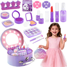 Load image into Gallery viewer, Girls Pretend Makeup Kit with Carry Case My First Kids Makeup Playset for Toddlers Safe Mess-Free Fake Makeup Complete Playset for Imagination Role Play Early Learning Perfect Gift for Girls 3+
