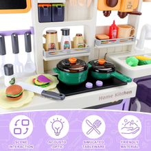 Load image into Gallery viewer, Kitchen Playset Toy with Realistic Lights &amp; Sounds,  Kids Pretend Kitchen Role Play Set with Fridge, Oven &amp; Coffee Maker，Toy Kitchen with Water Sink &amp; Ice Maker，Role Play Kitchen for Toddlers &amp; Kids
