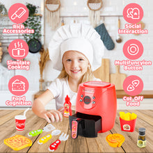 Load image into Gallery viewer, Air Fryer Pretend Role Play Toy with Kitchen Accessories with Realistic Light Sound &amp; Play Food Kitchen Educational Toy Set for Kids
