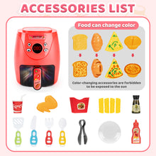 Load image into Gallery viewer, Air Fryer Pretend Role Play Toy with Kitchen Accessories with Realistic Light Sound &amp; Play Food Kitchen Educational Toy Set for Kids
