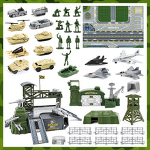 Load image into Gallery viewer, Army Men Playset Military Base Set with Military Vehicle Weapon Gear Accessories Vehicles Accessories and Play Map Great Army Toys
