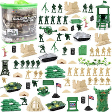 Load image into Gallery viewer, 100 Piece Military Play Set with Toy Soldiers Military Figures Tanks Planes Flags Carry Case and Battlefield Accessories Kids Christmas Gift-AM2

