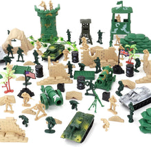 Load image into Gallery viewer, 100 Piece Military Play Set with Toy Soldiers Military Figures Tanks Planes Flags Carry Case and Battlefield Accessories Kids Christmas Gift
