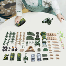 Load image into Gallery viewer, 100 Piece Military Play Set with Toy Soldiers Military Figures Tanks Planes Flags Carry Case and Battlefield Accessories Kids Christmas Gift
