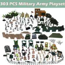 Load image into Gallery viewer, 303 Pcs Military Playset w/Toy Soldiers Military Figures Tanks Planes Flags Carry Case Battlefield Accessories Great Birthday Christmas Gift-AM3.
