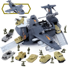 Load image into Gallery viewer, 21 PCS Transformable Aircraft Toy Military Soldier Toy Set with Airplane Tank Truck Children&#39;s Birthday Christmas Gift-APGS
