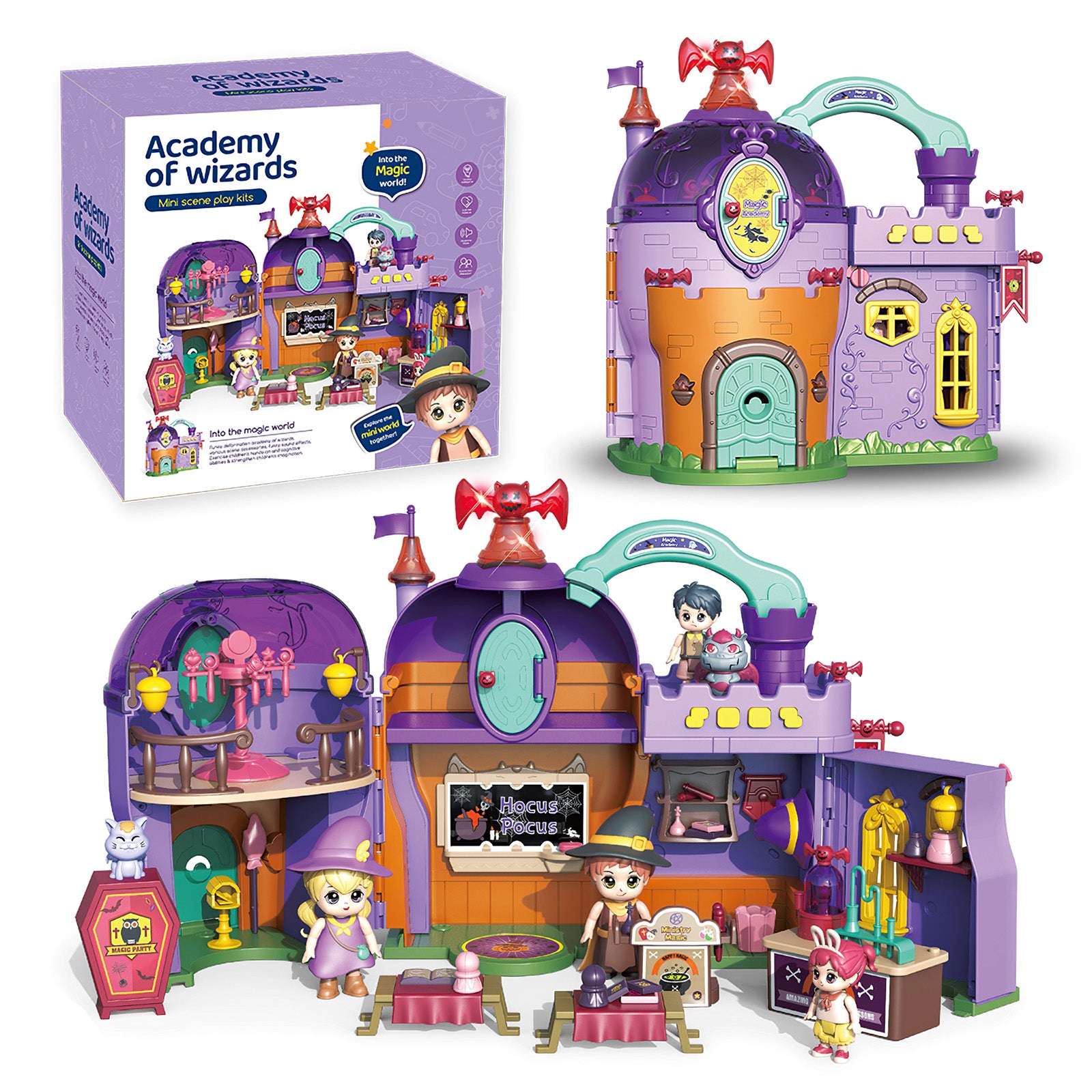 Castle Wizard Pvc Portable Magical Wizard World Building Castle Doll House Playsets with ...