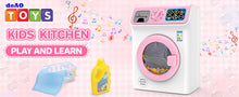 Load image into Gallery viewer, Kids Washing Machine Toy Set Pretend Play Household toy Set Laundry Washer with Lights, Sounds &amp; Music Interactive Educational Toy with Detergent Bottle, Basket &amp; Cloth Role Play Gift for Boys &amp; Girls Ages 3+
