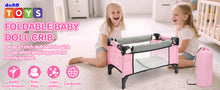 Load image into Gallery viewer, Baby Dolls Crib, Foldable Baby Doll Bed with Storage Bag, Doll Furniture Accessory for Up to 18 Inch Baby Dolls, Christmas Birthday Pretend Play Gift for Kids Ages 3+
