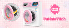 Load image into Gallery viewer, Kids Washing Machine Toy Set Pretend Play Household toy Set Laundry Washer with Lights, Sounds &amp; Music Interactive Educational Toy with Detergent Bottle, Basket &amp; Cloth Role Play Gift for Boys &amp; Girls Ages 3+
