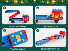 Load image into Gallery viewer, Electric Christmas Train Set with Deformable Carriage 4 Random Alloy Cars Sound Smoke and Cool Light Christmas Tree Train Gift for Kids
