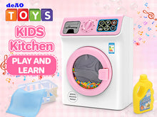 Load image into Gallery viewer, Kids Washing Machine Toy Set Pretend Play Household toy Set Laundry Washer with Lights, Sounds &amp; Music Interactive Educational Toy with Detergent Bottle, Basket &amp; Cloth Role Play Gift for Boys &amp; Girls Ages 3+
