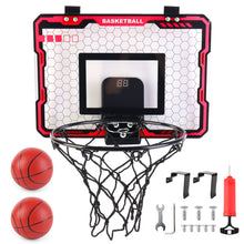 Load image into Gallery viewer, Indoor Mini Basketball Hoop with 2 Balls &amp; Inflator-Perfect Door-Mounted Basketball Set for Kids, Teens, and Adults, ldeal for Bedroom, Office, or Outdoor Play, Great Gift for Boys and Girls
