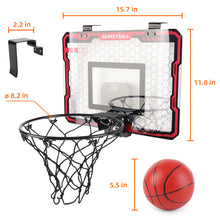 Load image into Gallery viewer, Indoor Mini Basketball Hoop with 2 Balls &amp; Inflator-Perfect Door-Mounted Basketball Set for Kids, Teens, and Adults, ldeal for Bedroom, Office, or Outdoor Play, Great Gift for Boys and Girls
