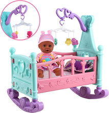 Load image into Gallery viewer, 12'' My First Baby Doll ¯ 15 Pcs Baby Doll Play Set with Miniature Crib Mobile High Chair Feeding Accessories Kids Toys Christmas Gift

