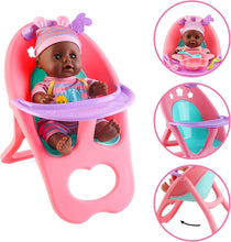 Load image into Gallery viewer, 12'' My First Baby Doll ¯ 15 Pcs Baby Doll Play Set with Miniature Crib Mobile High Chair Feeding Accessories Kids Toys Christmas Gift
