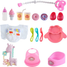 Load image into Gallery viewer, 12'' My First Baby Doll ¯ 15 Pcs Baby Doll Play Set with Miniature Crib Mobile High Chair Feeding Accessories Kids Toys Christmas Gift
