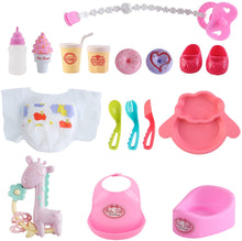 Load image into Gallery viewer, My First Baby Doll 15 Pieces Play Set with Miniature Crib Mobile High Chair Baby Doll Kids Toys Prefect Christmas Gift
