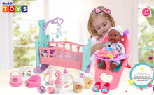 Load image into Gallery viewer, 12'' My First Baby Doll ¯ 15 Pcs Baby Doll Play Set with Miniature Crib Mobile High Chair Feeding Accessories Kids Toys Christmas Gift
