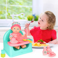 Load image into Gallery viewer, 28 Pcs Baby Doll Bath Set with Doll Miniature Doll Cot Function Toilet Bathtub &amp; Chair Feeding Accessories Bathing  Accessories for Kids-BD-S23
