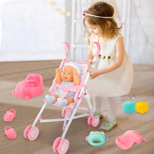 Load image into Gallery viewer, My First Baby Doll Play Set with Stroller Baby Doll Pushchair with Accessories Pretend Play Baby Dolls for Girls Children Dolly Pram Toy

