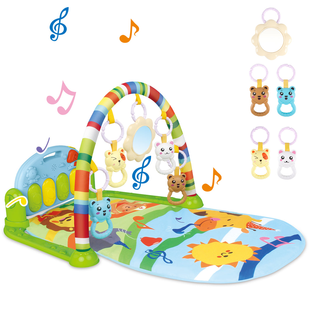 4-in-1 Baby Mat Kick and Piano Gym Music and Soft Light Detachable Activity Toys Kids Comfy Crawling Mat Baby Sensory Mat Great Gift-BDM-2