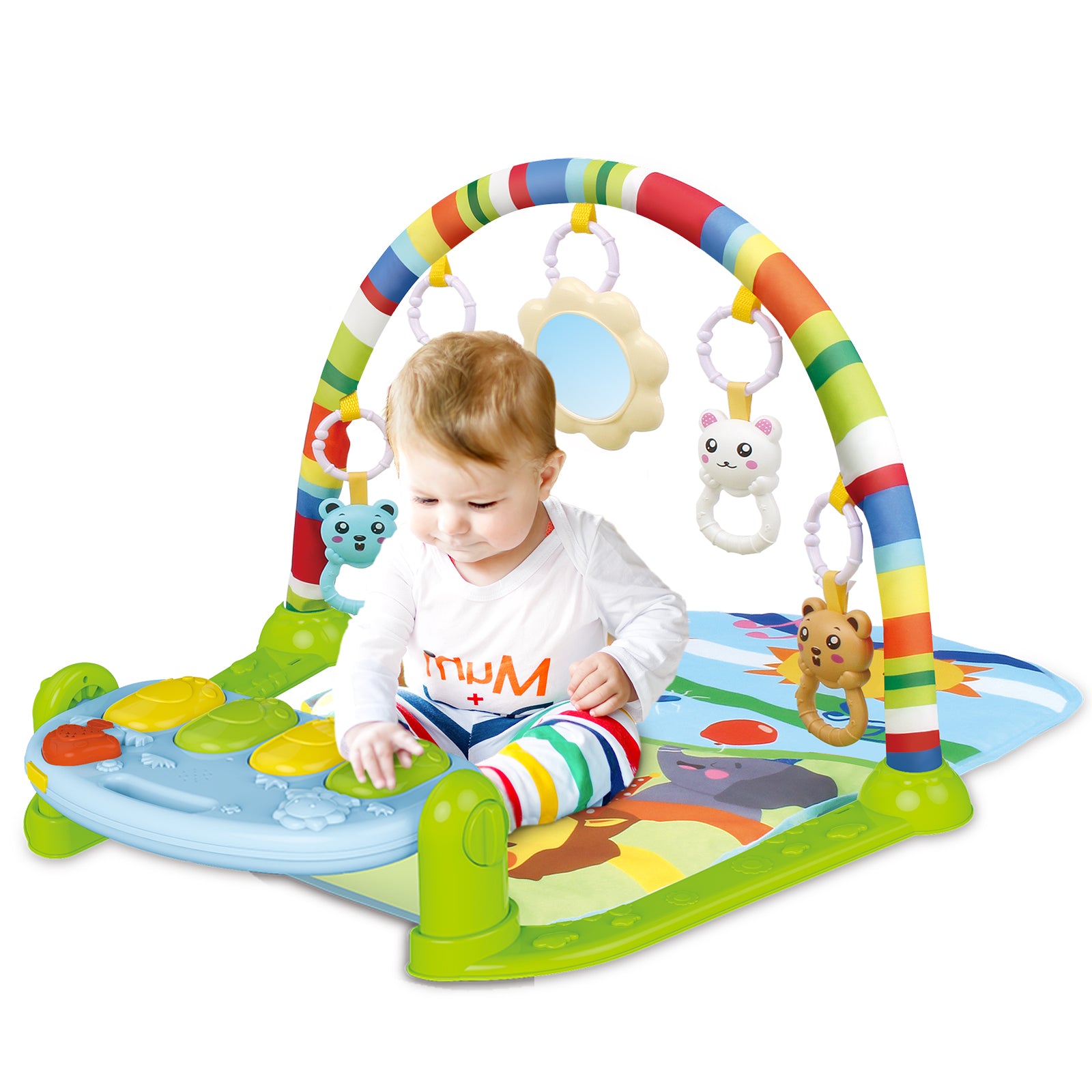 4-in-1 Baby Mat Kick and Piano Gym Music and Soft Light Detachable