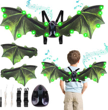 Load image into Gallery viewer, Green Electric Light-up Dinosaur Dragon Wings w/Sound Dinosaur Toy Kids Adult Halloween Costumes Cosplay Fancy Dress-up Christmas Birthday-BDW-G
