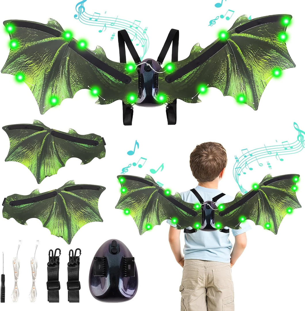 Green Electric Light-up Dinosaur Dragon Wings w/Sound Dinosaur Toy Kids Adult Halloween Costumes Cosplay Fancy Dress-up Christmas Birthday