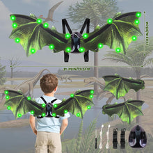 Load image into Gallery viewer, Green Electric Light-up Dinosaur Dragon Wings w/Sound Dinosaur Toy Kids Adult Halloween Costumes Cosplay Fancy Dress-up Christmas Birthday-BDW-G
