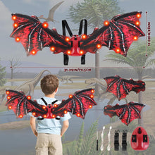 Load image into Gallery viewer, Red Electric Light-up Dinosaur Wings Dragon Wings w/Sound Dinosaur Toy Kids Adult Halloween Costumes Cosplay Fancy Dress-up Christmas Birthday-BDW-R
